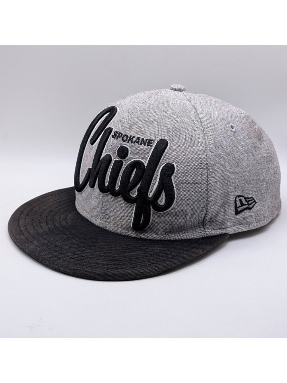 Spokane Chiefs New Era Gray Black Snapback Hat Cap Script Hockey WHL Grey M/L